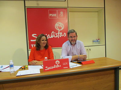 rueda prensa mayte pérez e ignacio urquizu en sede psoe Teruel
